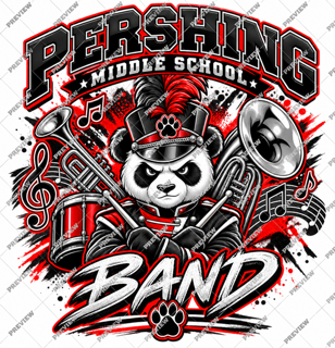 PANDA BAND STUDENT ON BLACK TSHIRT