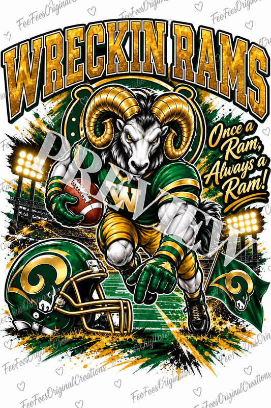 WRECKIN RAMS ON BLACK SHIRT
