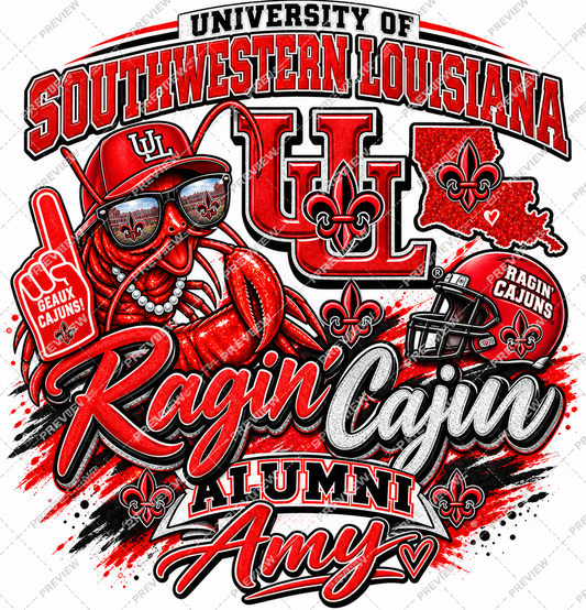 USL ALUMNI ON GRAY T-SHIRT (CUSTOMIZE YOUR NAME)