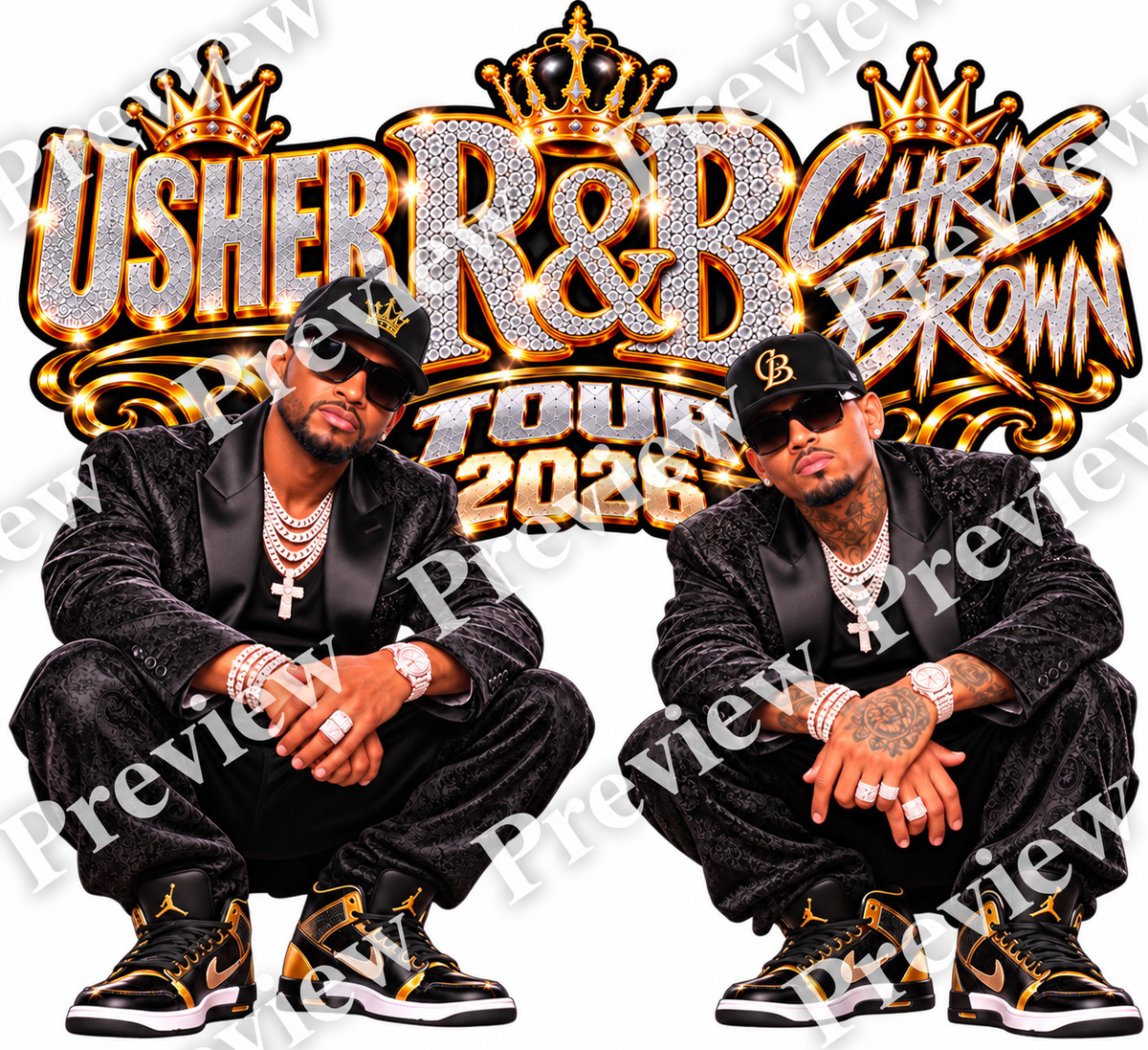 R&B MEN ON A BLACK SHIRT